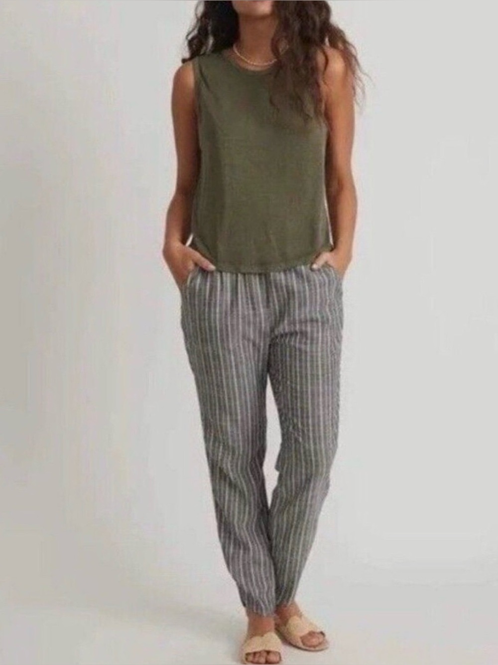 Marine Layer Allison Striped Gray Pants